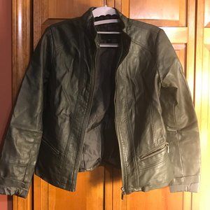 Bernardo Olive Green Leather Jacket